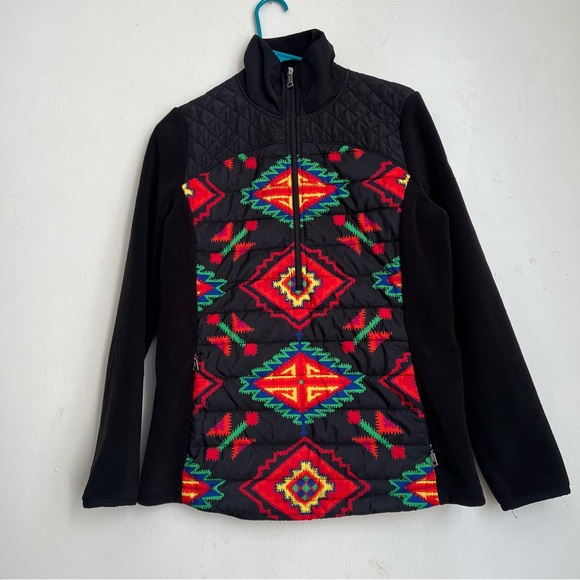 Lauren Ralph Lauren quarter zip quilted western tribal print fleece size Medium - Picture 1 of 9